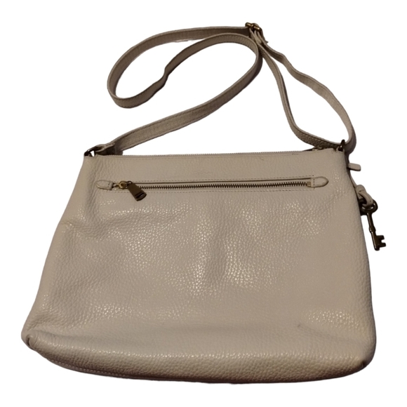 Fossil Kinley Medium Crossbody Ivory Pale Gold Metallic Pebbled‎ Leather - Picture 6 of 10